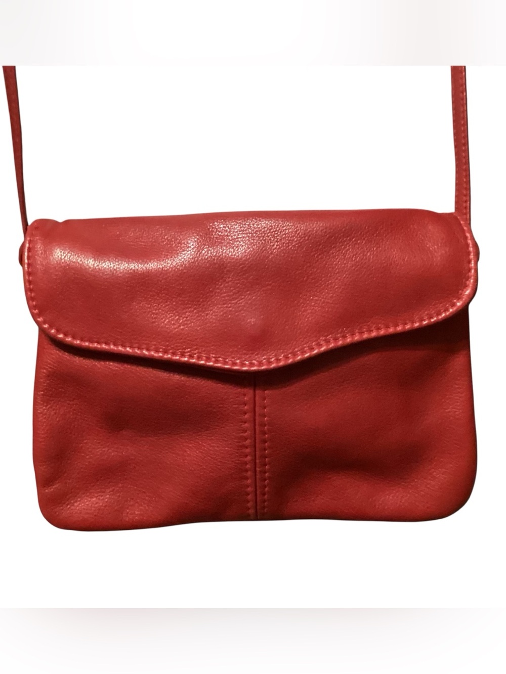 Overland Made in USA Super Soft Red Y2K Retro Genuine Leather Purse EUC